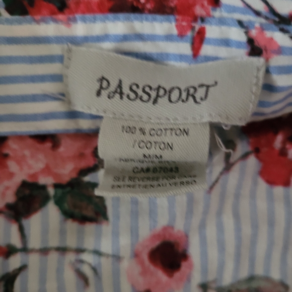 Floral/stripped cotton button up blouse - Picture 5 of 5